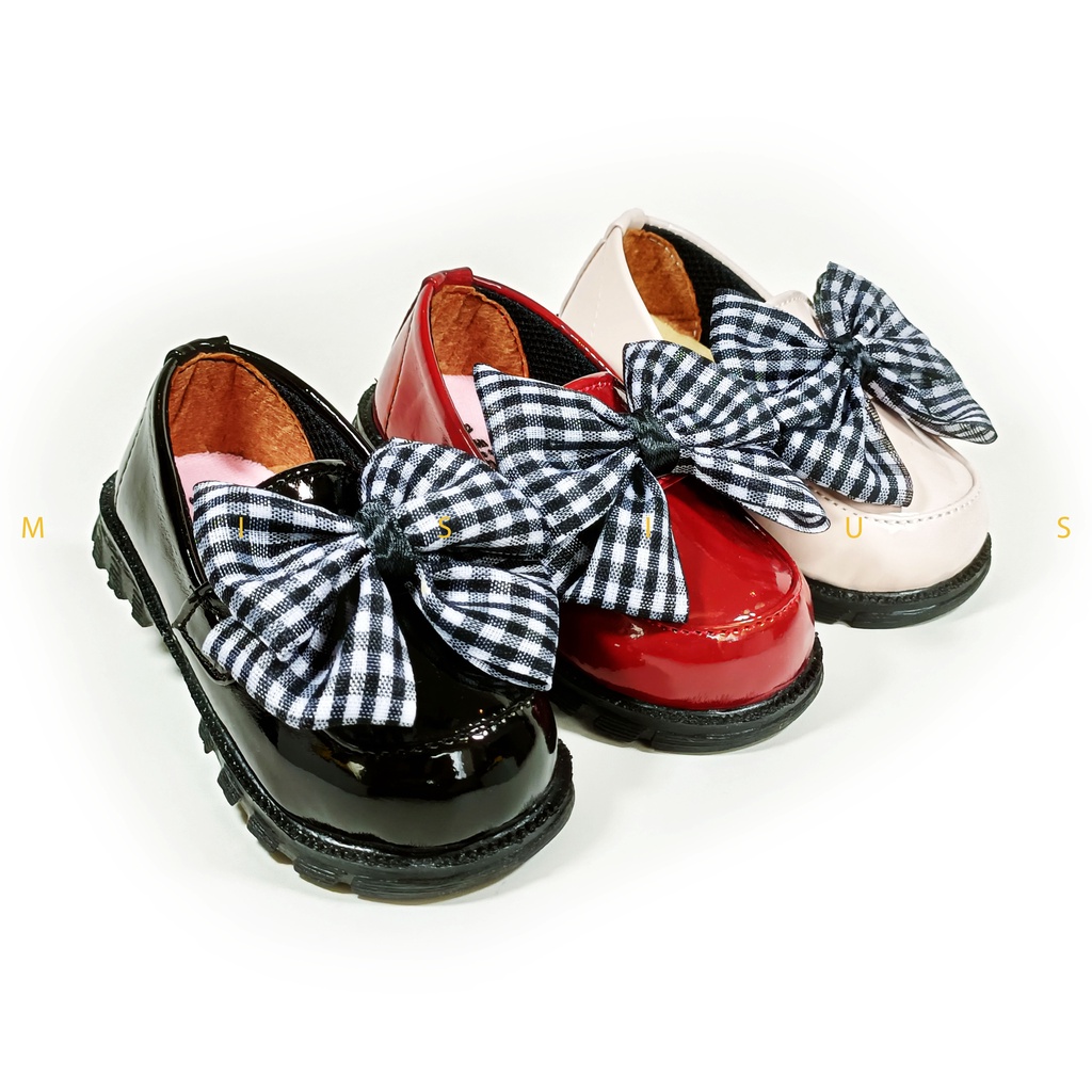 Misius PANDORA Sepatu Anak Perempuan Slip On Loafers Variasi Pita Besar