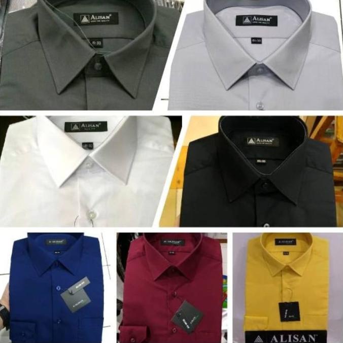 KEMEJA PRIA ALISAN SLIMFIT POLOS PANJANG HITAM PUTIH ABU TUA BIRU MUDA HRT5646946T