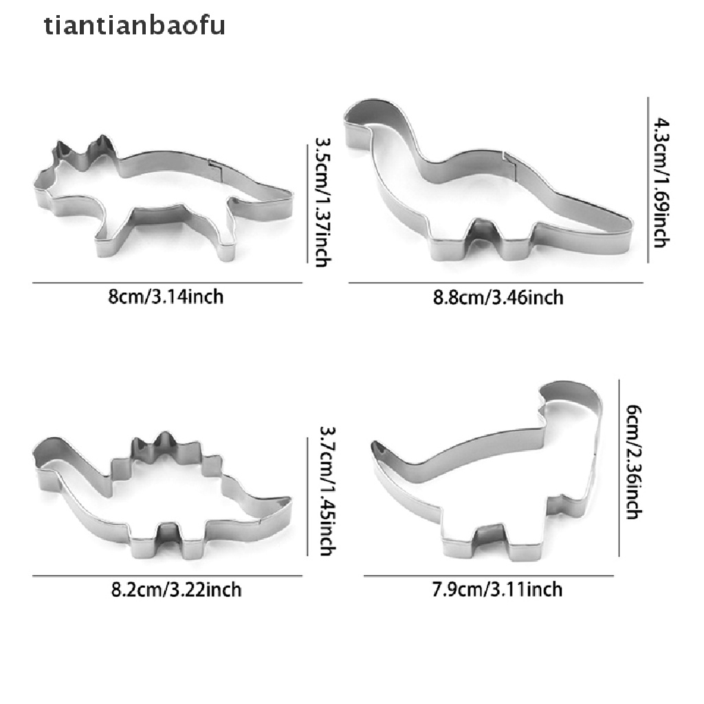 1 / 4 Pcs Cetakan Kue Bentuk Dinosaurus Bahan Stainless Steel Untuk Anak