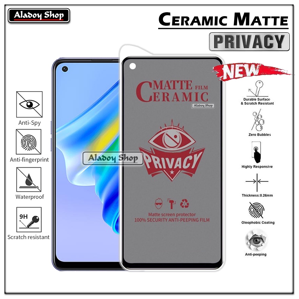 Tempered Glass Anti SPY Oppo A95 4G Anti Gores Privacy + Tempered Glass kamera dan Skin Carbon