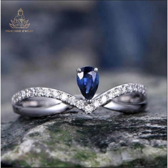 Maheswai Jewelry majew.co - Cincin Silver Permata Biru Asli Bergaransi BN-61