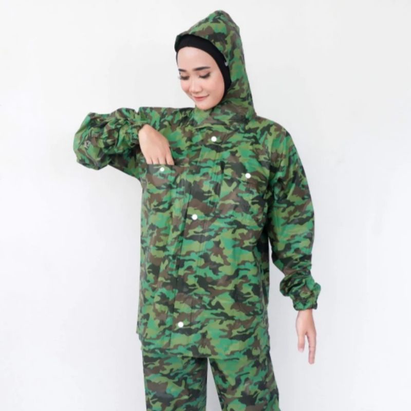 Raincoat Jas Hujan Setelan Army Unisex Pria Wanita