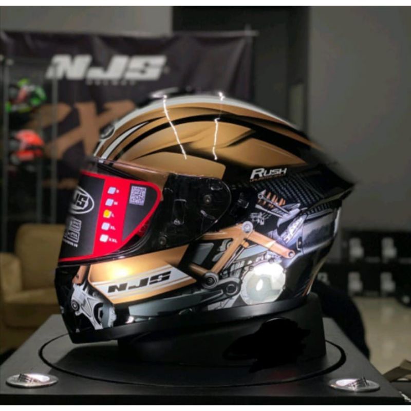 HELM NJS ZX1 RUSH GOLD PAKET GANTENG