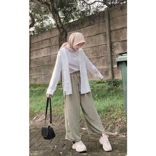 HIGHWAIST LOOSE PANTS CELANA KULOT CRINKLE PREMIUM STANDAR JUMBO