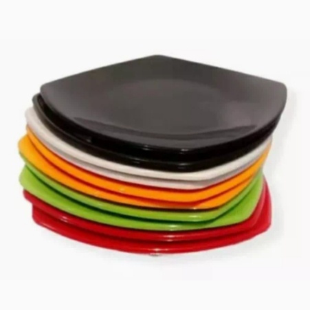 PROMO 1 LUSIN PIRING KOTAK DATAR SEMI MELAMIN 15CM