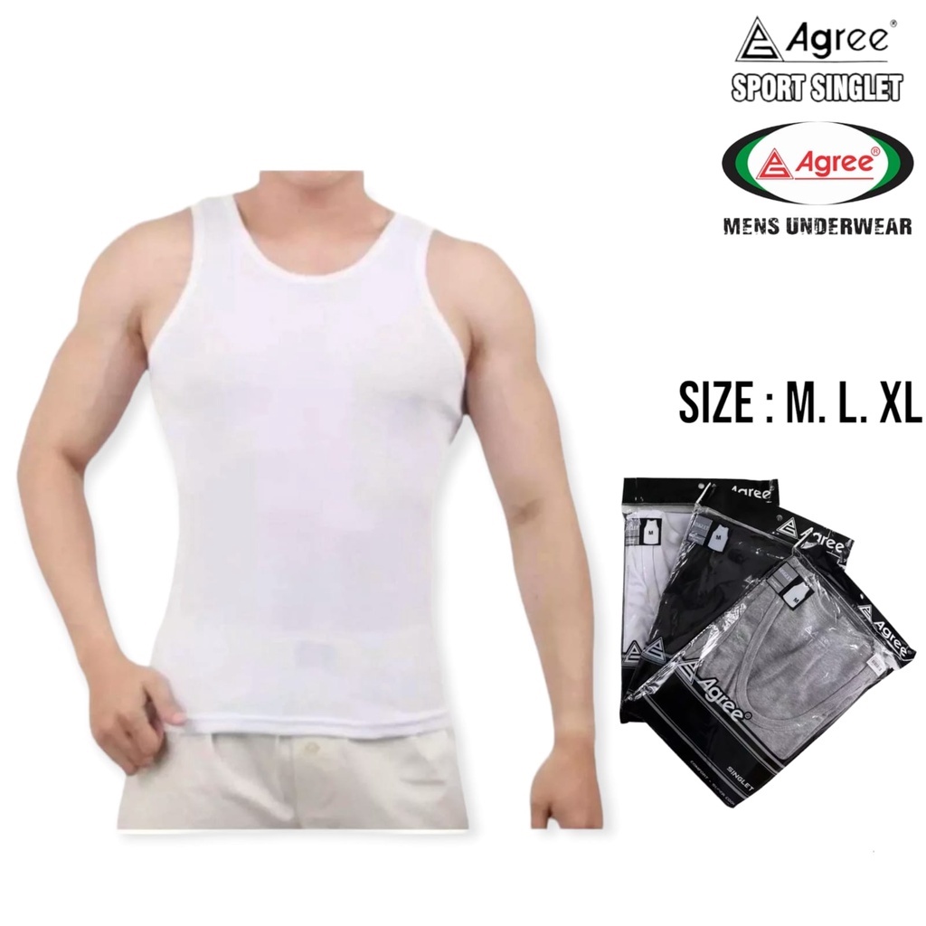 KAOS DALAM PRIA DEWASA / KAOS  SINGLET AGREE SPORT JUMBO WARNA POLOS KATUN SUPER SOFT &amp; COOL