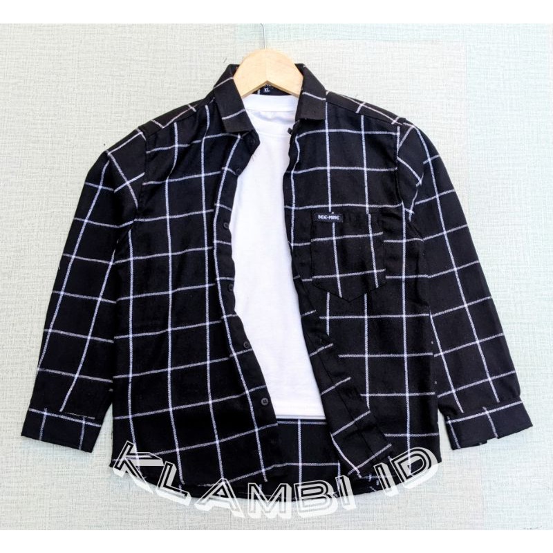 Atasan kemeja anak bahan katun flanel untuk usia 1-13 tahun lengan panjang motif kotak fashion kids baju anak anak