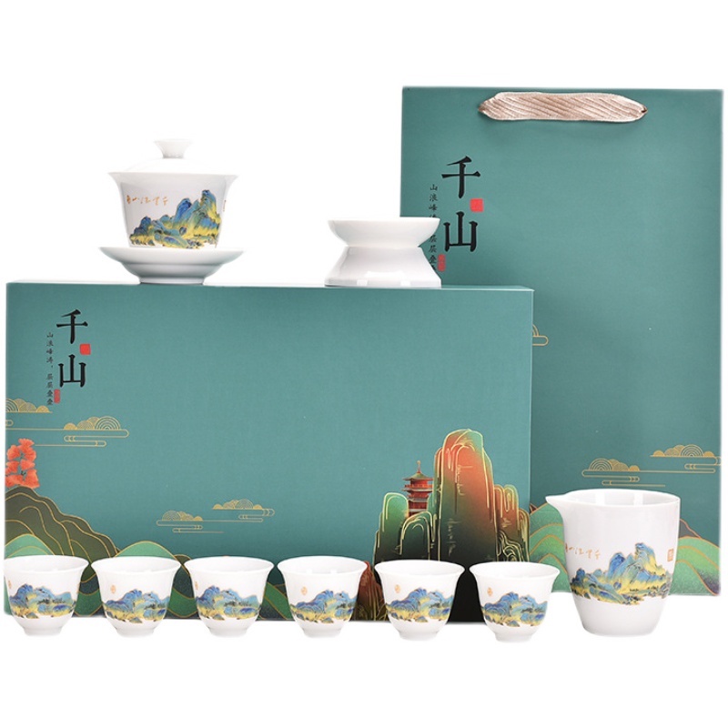 Chines Teapot Set Ceramic 6 cup 10in1 Teko Set Hampers/Kado/Bingkisan