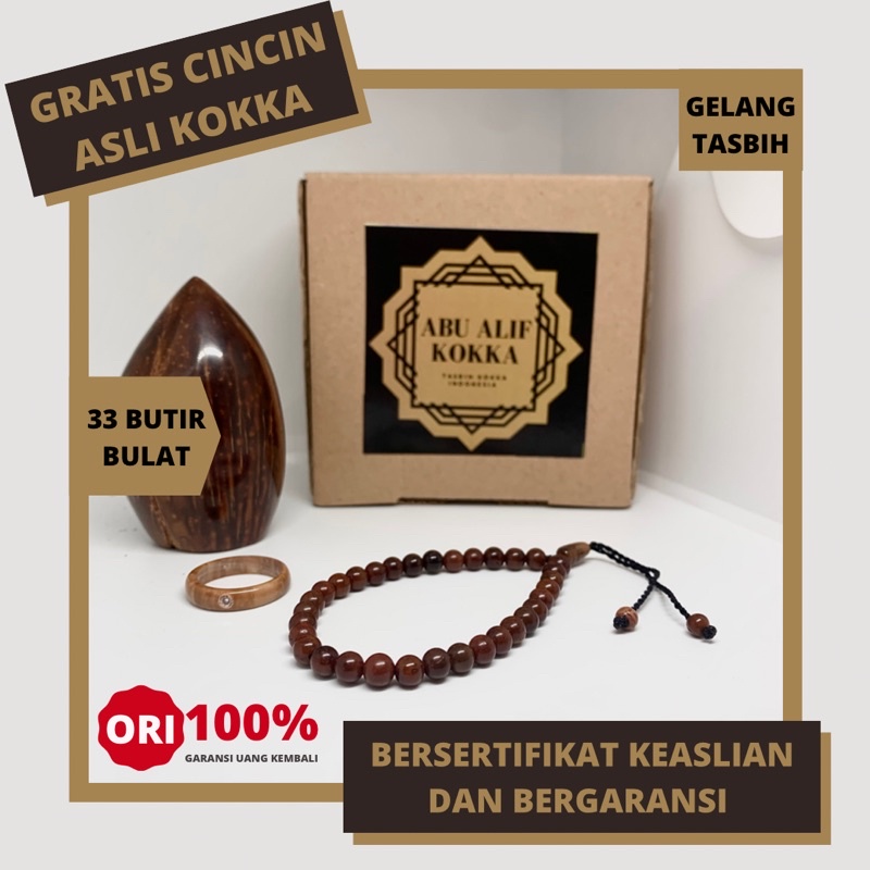 PREMIUM QUALITY Gelang Tasbih Kokka Bulat Asli bersertifikat Gelang kaukah koka kokkah kaoka Tasbeh 