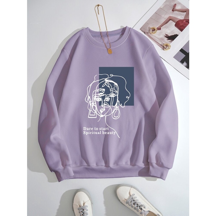 BEAUTY Sweatshirt Basic II Sweater Crewneck Print DTF II Sz M - XL Anak &amp; Dewasa ( Pria &amp; Wanita )