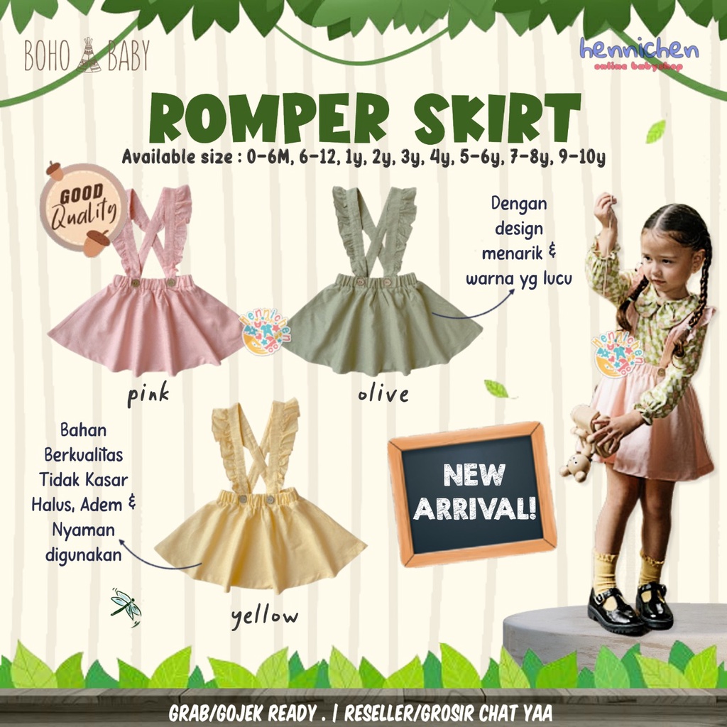 BOHOPANNA ROMPER SKIRT 1-10 TAHUN Rok Jumpsuit Ruffle Anak Perempuan