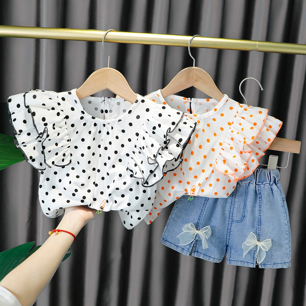 Pakaian Anak Perempuan Lengan Pendek Celana Pendek Usia 1 2 3 4 5 Tahun Model Korea Set Baju Anak Ce