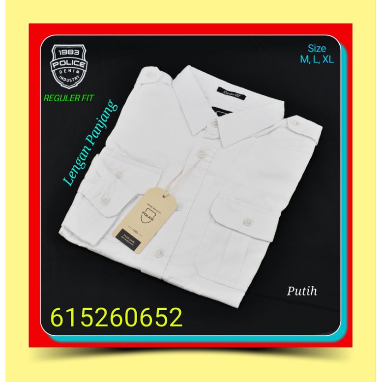 Kemeja Kasual Pria Police Denim Industry 615260652 Lengan Panjang