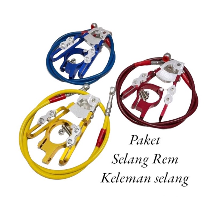 paket Selang Rem Variasi UK-90cm/95cm Pluse Breket jepitan Selang Rem cnc universal motor Honda Yamaha Suzuki Matic