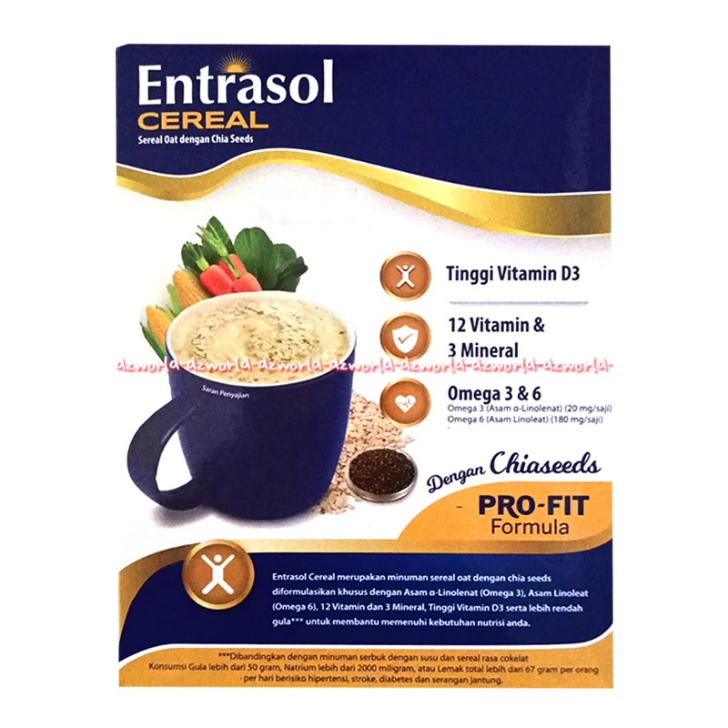 Entrasol Cereal Pro-fit 150gr Vanilla Veggie Dengan Chiaseeds Sereal Instan Entra Sol Quick Start Vanila Veggie Entrasol Coklat with Oat Sereal 5sachet Vanilla