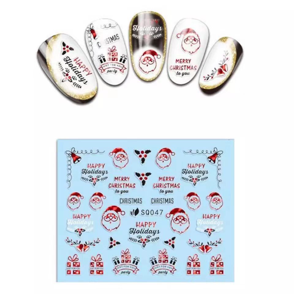 Nail Sticker Christmas Mini Water Decal 3D/ Stiker Kuku Natal Santa Snow Rusa Hari Natal ecer Lembaran Kecil