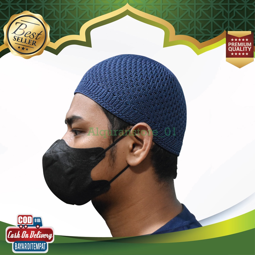 Peci Dewasa Rajut Polos Turki Original Mercan Gaul Kain Kopyah Rajut Oleh Haji Putih Sholat Pria Kop