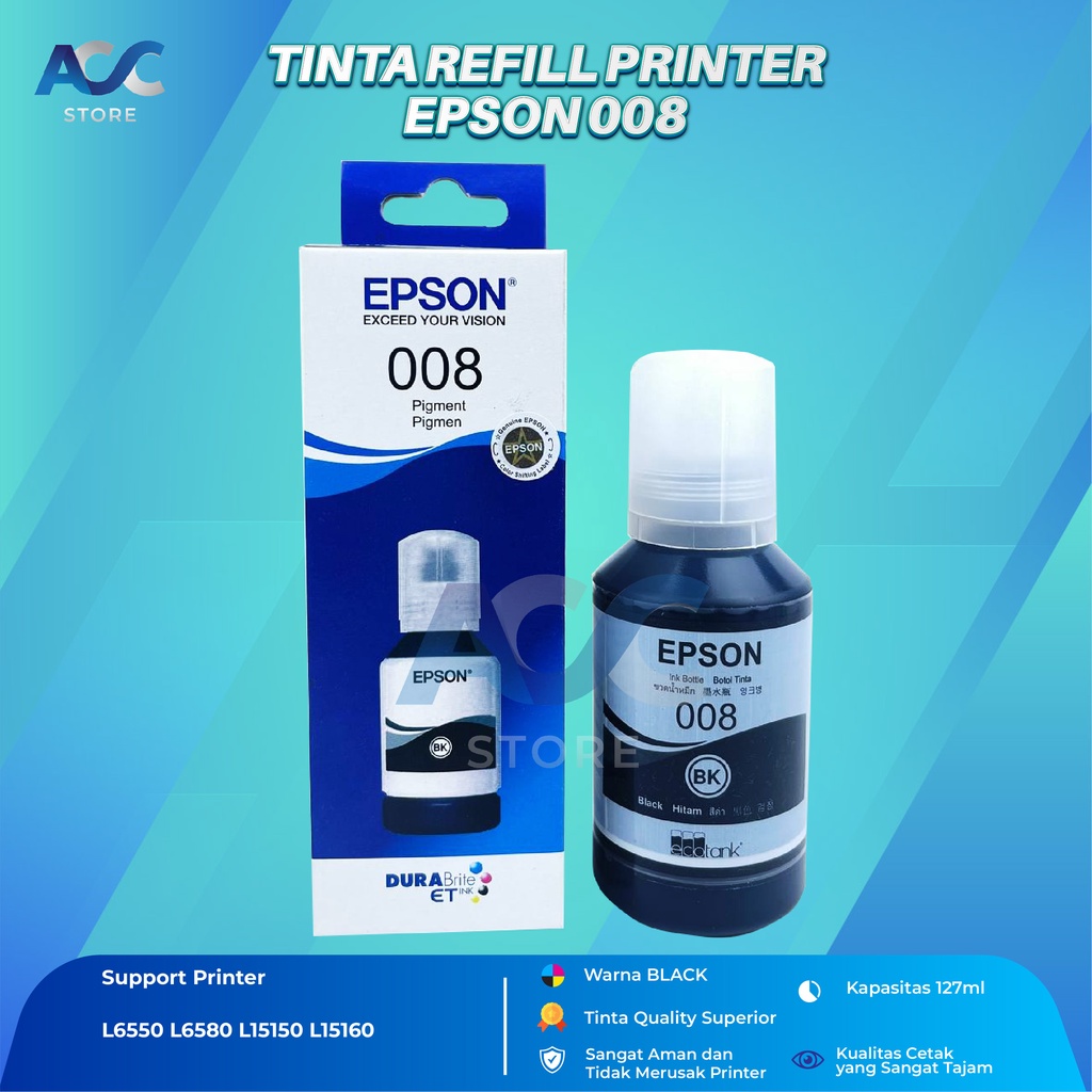 Tinta Epson 008 Black Isi Ulang Printer L6550 L6580 L15150 L15160