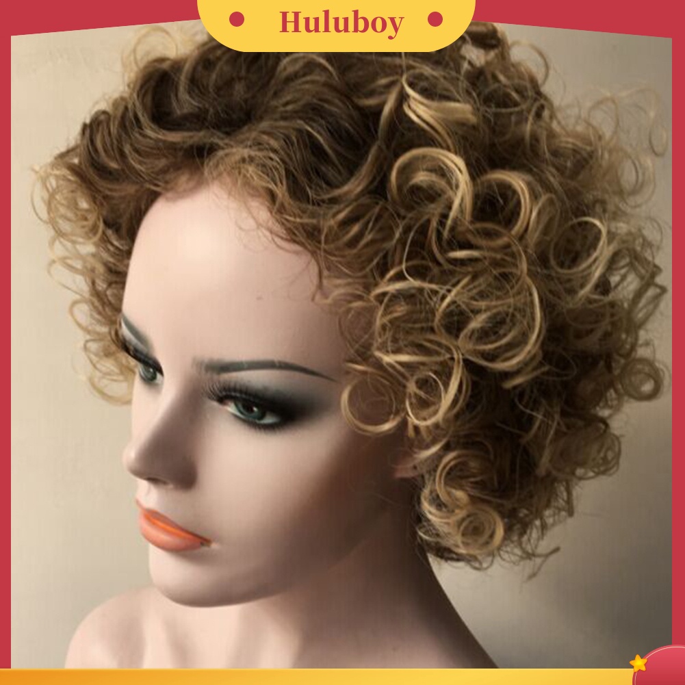 Wig Rambut Sintetis Model Keriting Panjang Sebahu Warna Solid Untuk Wanita