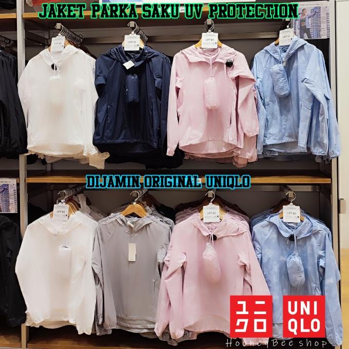 Original Uniqlo - Women Jaket Parka Saku Uv Protection Jaket Wanita