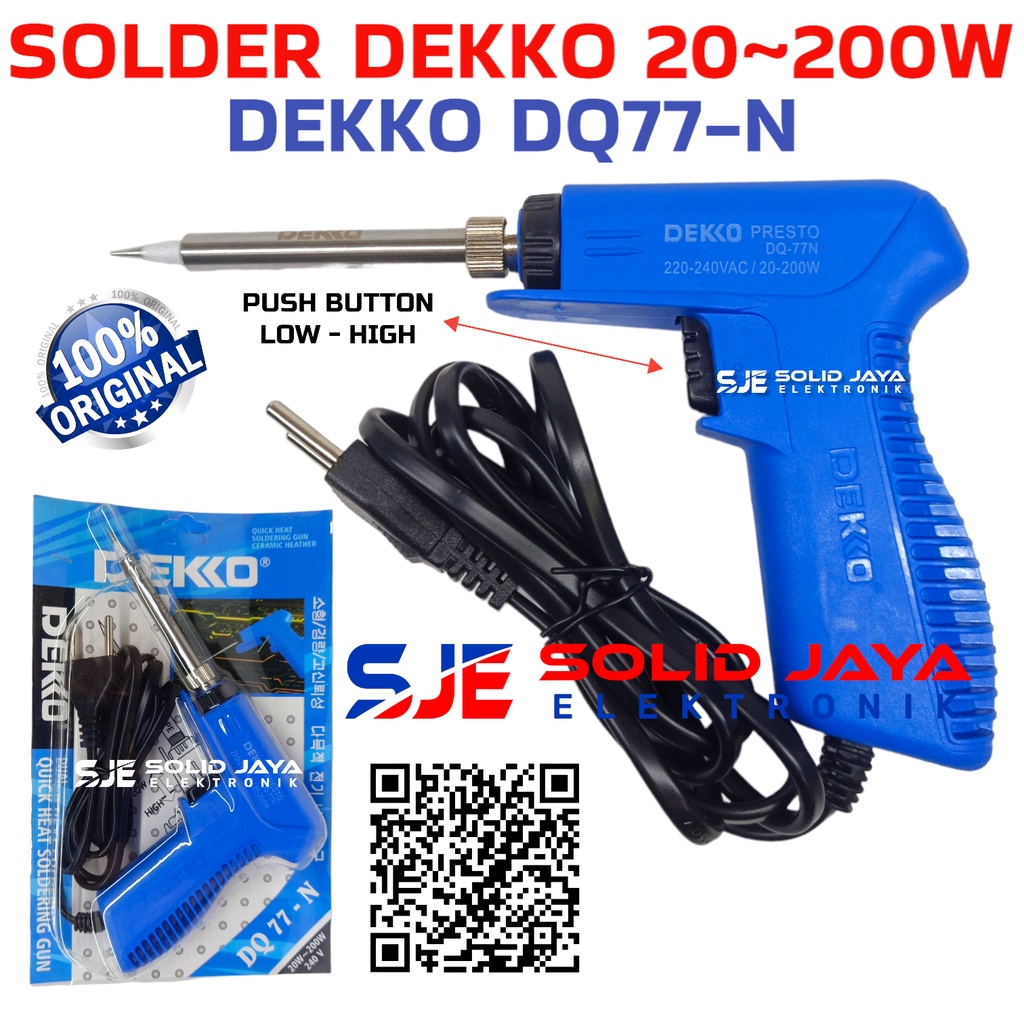 SOLDER DEKKO DQ77-N 20W 200W SOLDER TEMBAK GUN TEMBAKAN SOLDERING IRON DEKO DQ77 N DQ77N DQ 77 200 WATT 200WATT TEMBAKAN TEMBAK GUN SOLDER DUAL QUICK HEAT SOLDERING ASLI ORI ORIGINAL