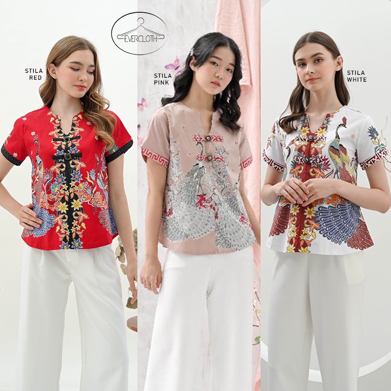 Evercloth Stila Blouse Wanita Atasan Wanita Atasan Wanita Blouse Batik Wanita Atasan Batik Wanita