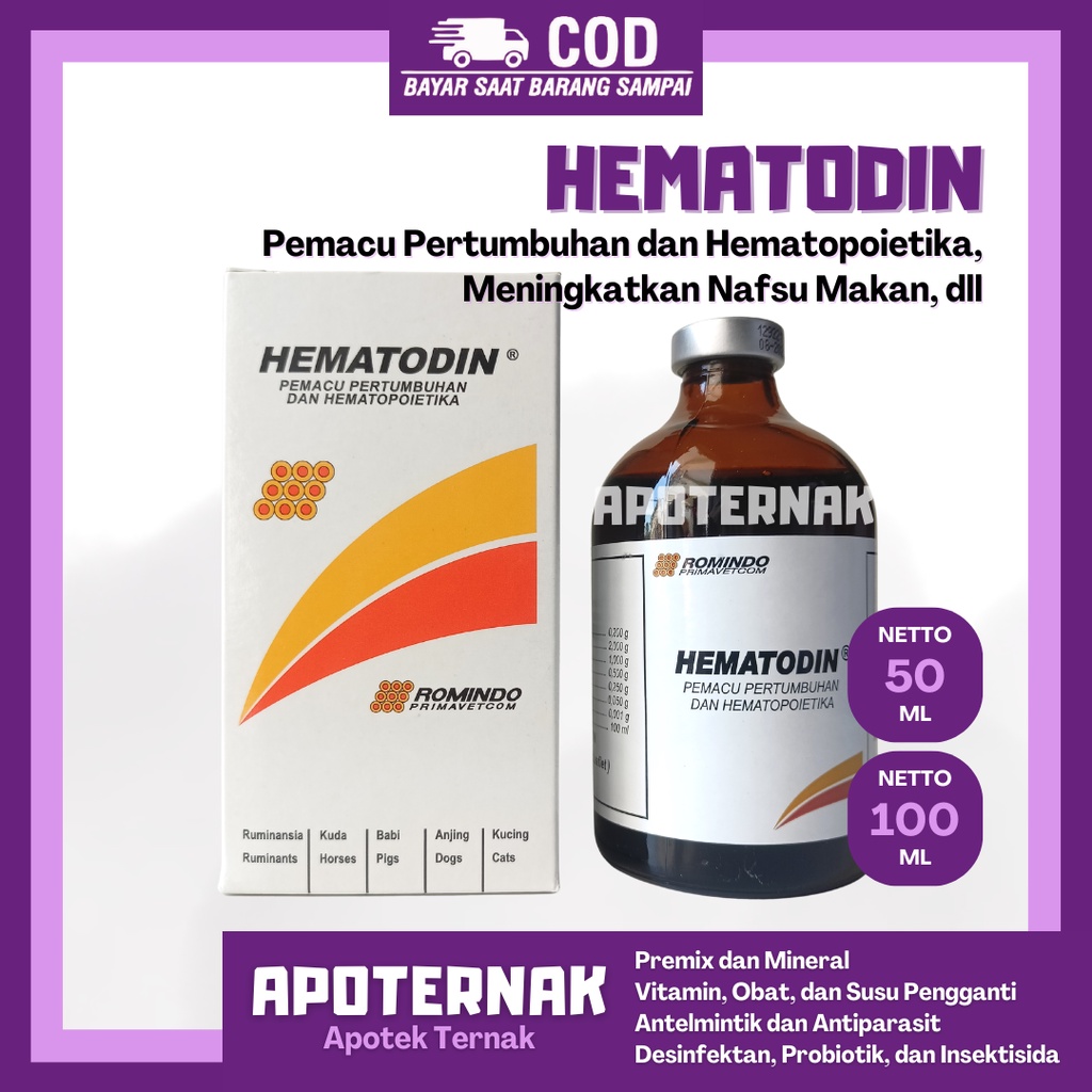 HEMATODIN 50 ml &amp; 100 ml | Penambah Darah Pemacu Pertumbuhan dan Hematopoietika Meningkatkan Nafsu Makan dll | ROMINDO