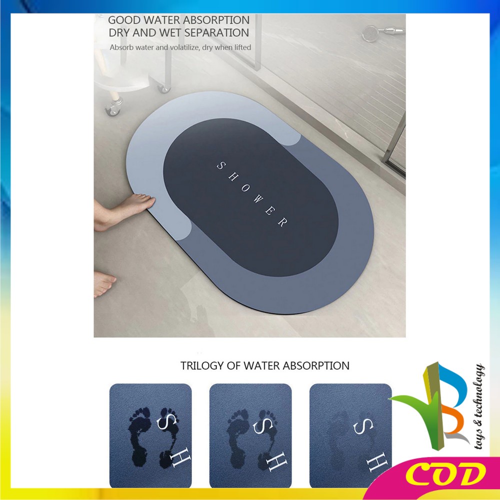 RB-C496 C498 Keset Kaki Diatomite Anti Slip / Keset Kamar Mandi Dapur Anti Bakteri Cepat Serap Air / Keset Lantai Rumah