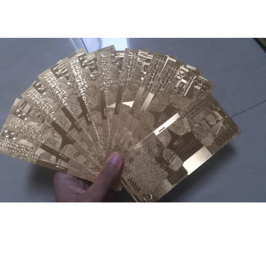 [196] UANG GOLD FOIL SUPER LANGKA INDONESIA 100 RIBU RUPIAH GAMBAR SOEKARNO HATTA Paling Dicari