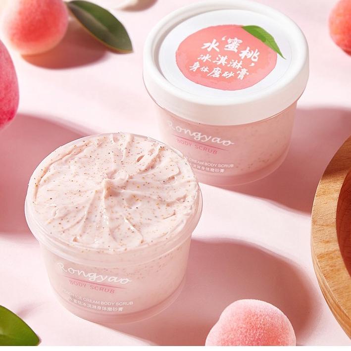 Silahkan Belanja--TWG/RONGYAO PEACH CLEAR BODY SCRUB & BODY LOTION NIACINAMIDE ICE CREAM