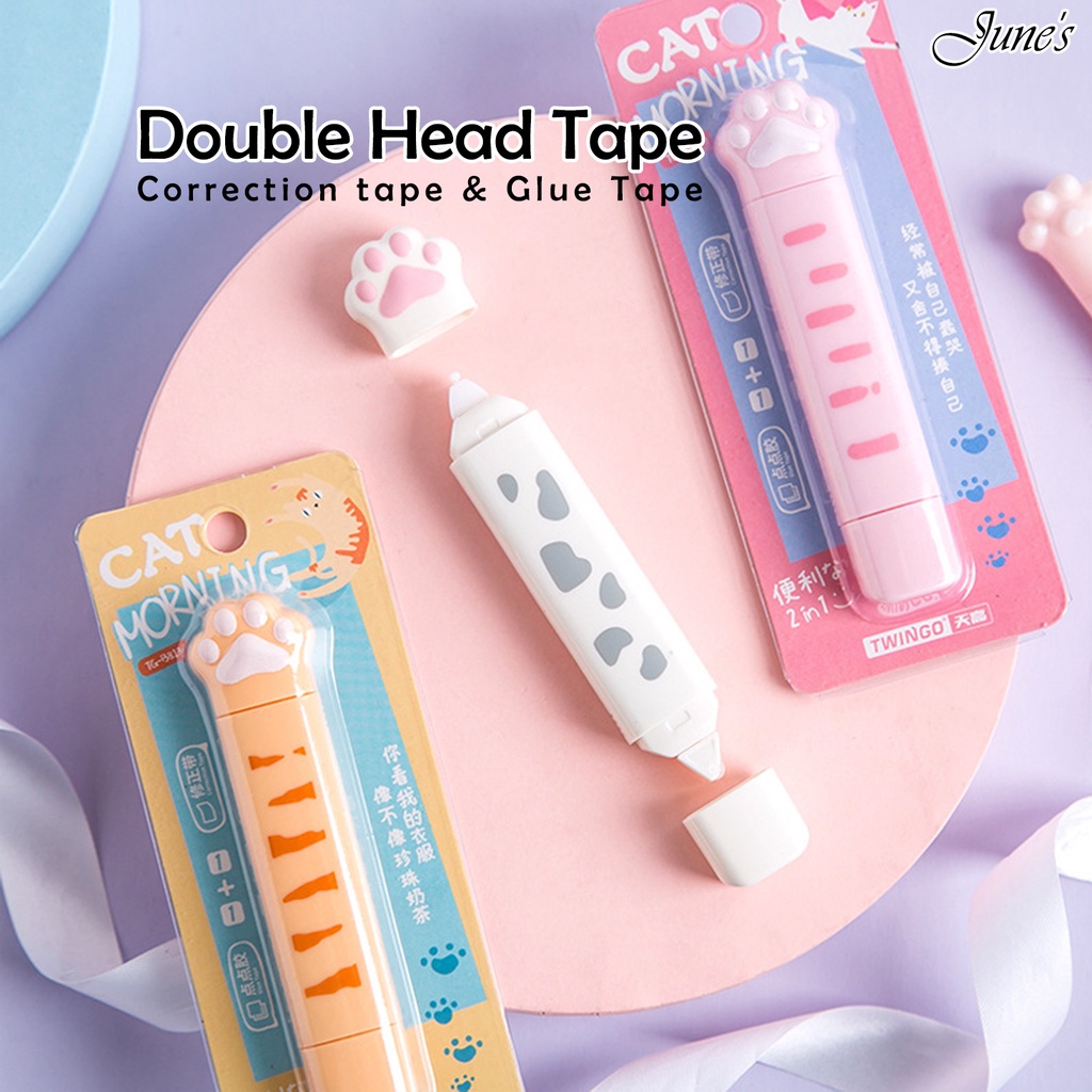 

2In1 Glue and Correction Tape Cute Cat Kitten Kucing Sekolah Kantor Tip-ex roll