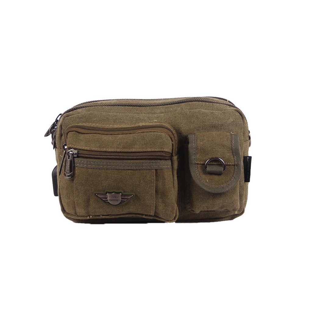 [KLIKTAS] Tas Pinggang Kanvas Pria Multifungsi Waistbag Import Polo Hummer 19040