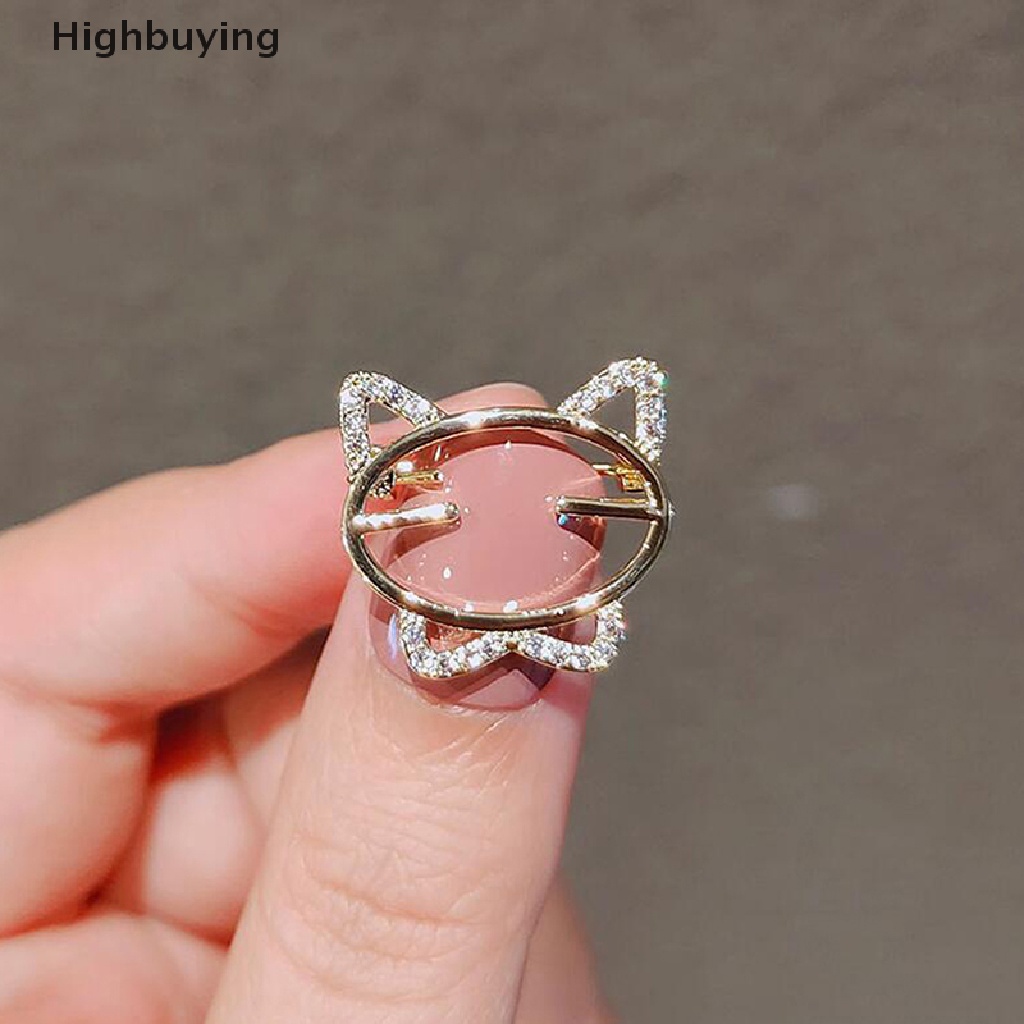 Hbid Elegan Berlian Imitasi Opal Batu Bulan Kucing Bros Pin Untuk Wanita Anak Kucing Lucu Hewan Kristal Korsase Bros Pakaian Aksesoris Hadiah Perlengkapan Pesta Glory