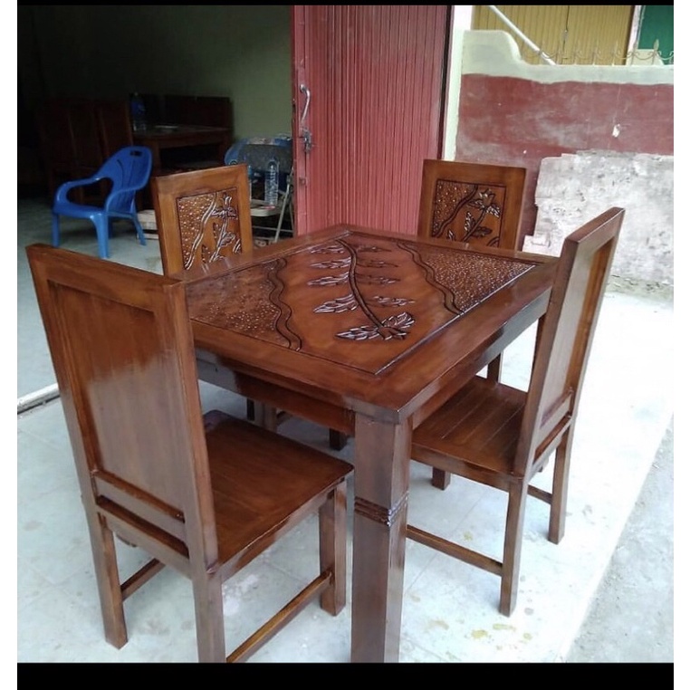 meja makan minimalis kursi 4 + kaca