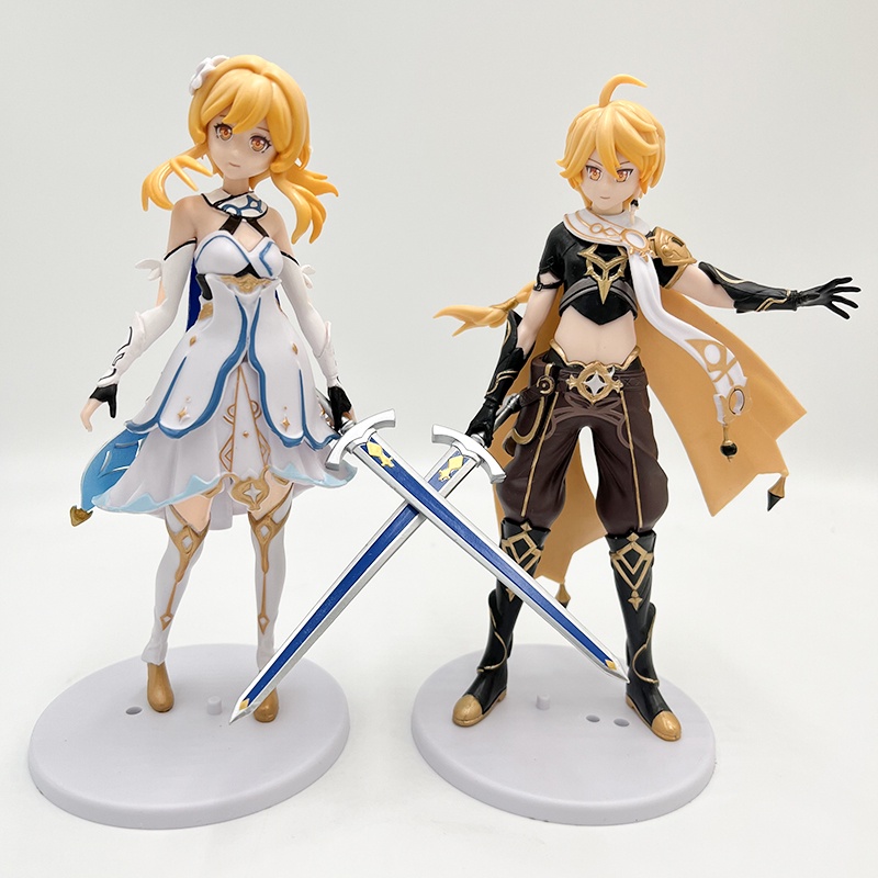 Game Genshin Impact Karakter Traveller Lumine Gambar Anime Aether Figure Collection Model Dewasa Anak Mainan Ulang Tahun