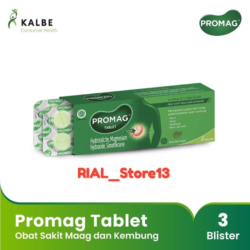 Promag Tablet Kunyah Obat Maag 1 Box @3 Blister