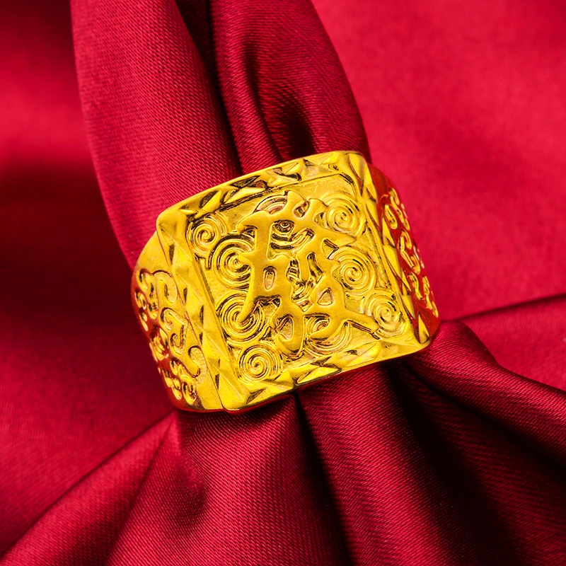 Goldkingdom Perhiasan Fashion Emas Asli Kadar 375 Bangkok Aksesoris Ready Stock Gilt Vintage Man Ring with Adjustable Ring Untuk Kontrol Cincin Dan Rejeki