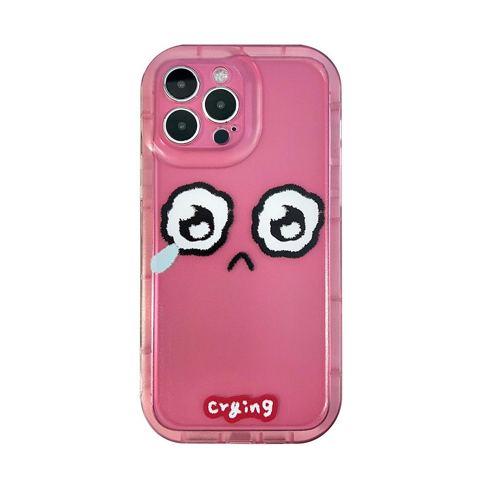 IPHONE Korea Cute Pink Cry Emoji Casing Transparan Untuk Iphone14 11 12 13 PRO MAX Casing Cover Pelindung1216