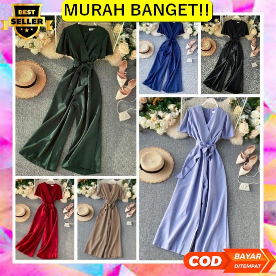 Korean Import New Style Jumpsuit Jeans Wanita/Premium Kaki Lebar Pingg Long Jumsuit Rossa / Jumpsuit