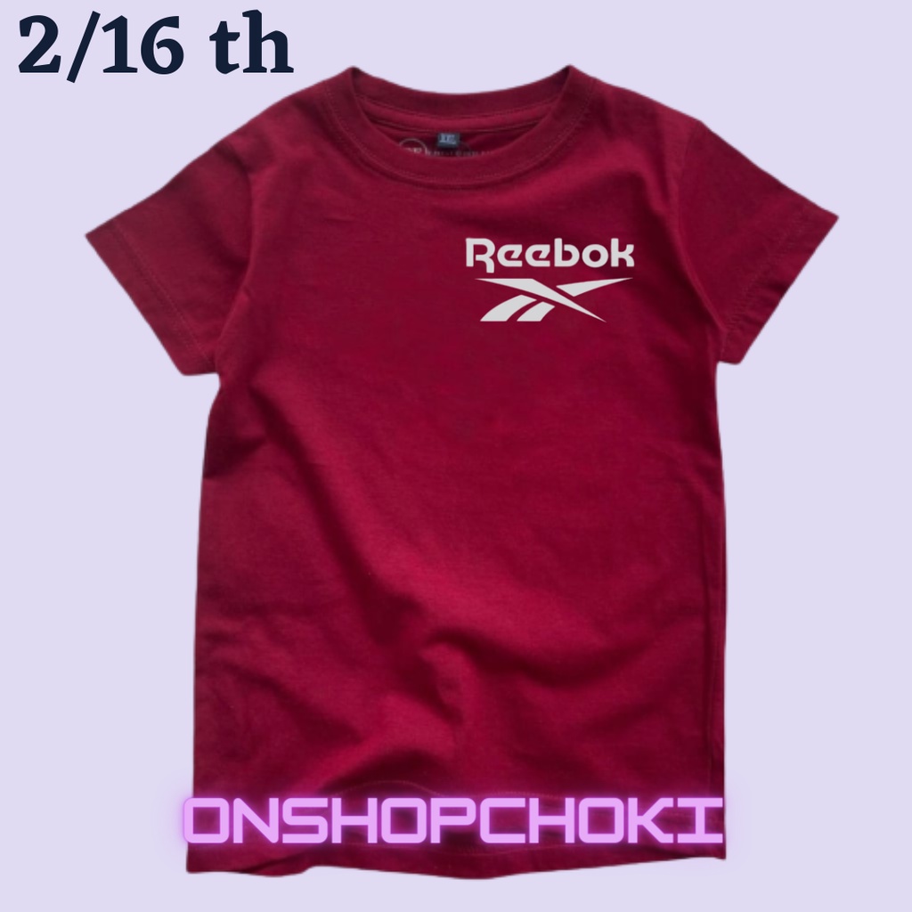 KAOS OBLONG anak-anak cowok/cewek LOGO &lt;REEBUKK&gt; UNISEK UMUR 2/16 Kaos oblong pakaian anak-anak