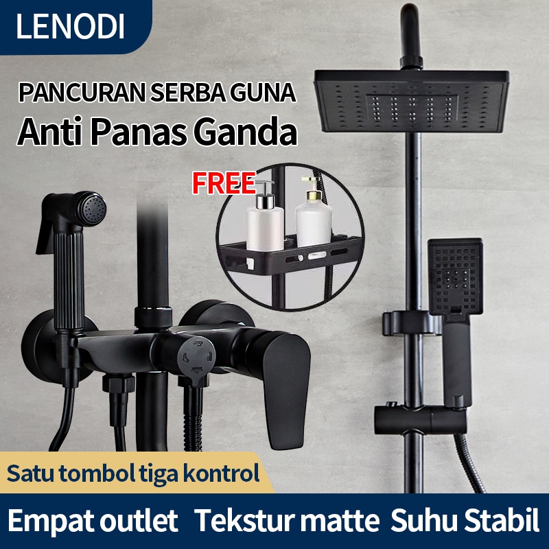 Shower Tiang Set Panas-Dingin/Shower Kamar Mandi 4 Dalam 1 Set Dengan Faucet / Set pancuran tembaga lengkap