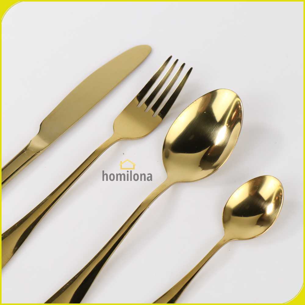 TaffHOME Set Perlengkapan Makan Sendok Garpu Pisau Cutlery 24 PCS - TW824