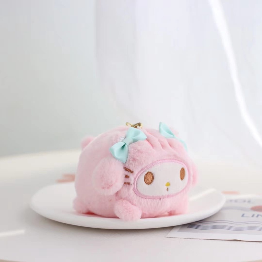 Gantungan Kunci Boneka Sanrio Lying My Melody Kuromi Bahan Plush Untuk Dekorasi Tas