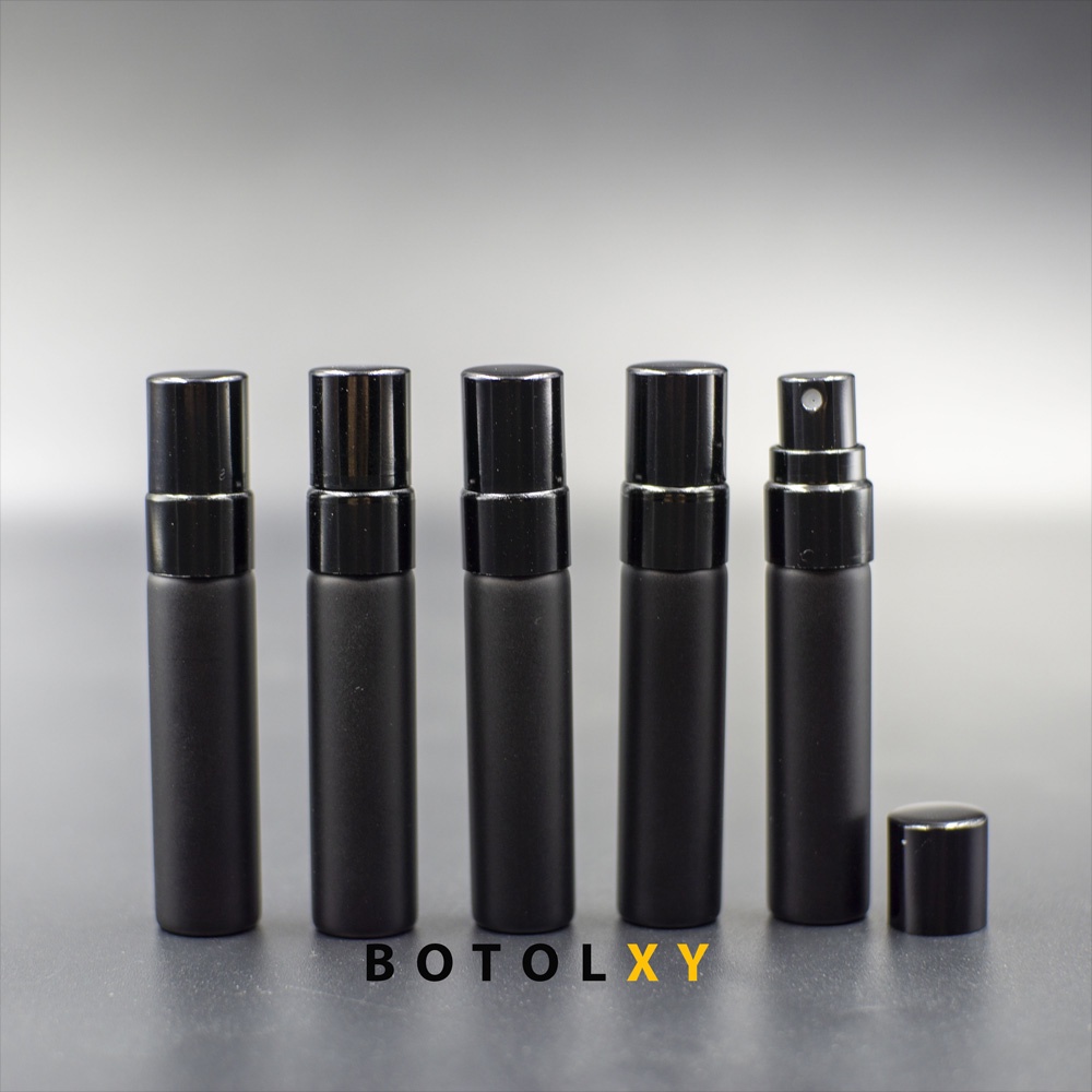 Botol Spray 5ml Kaca HITAM DOFF Tutup Aluminium / Metal Parfum