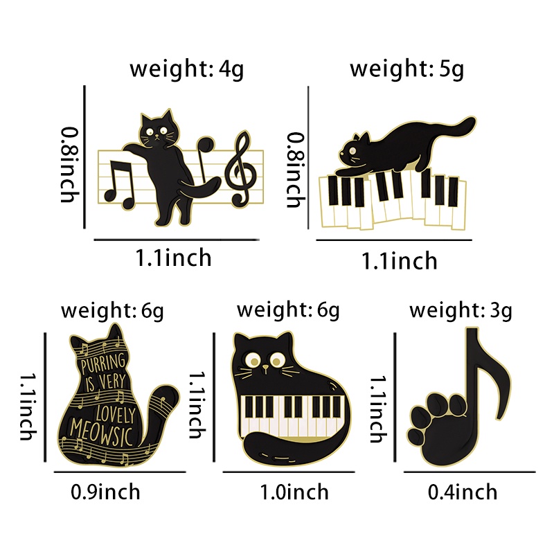 &quot;Purring Is Very Lovely Meowsic&quot; Kartun Kucing Lapel Pin Musik Note Kucing Bros Piano Kunci Lencana Hadiah Untuk Teman Kostum Aksesoris Perhiasan