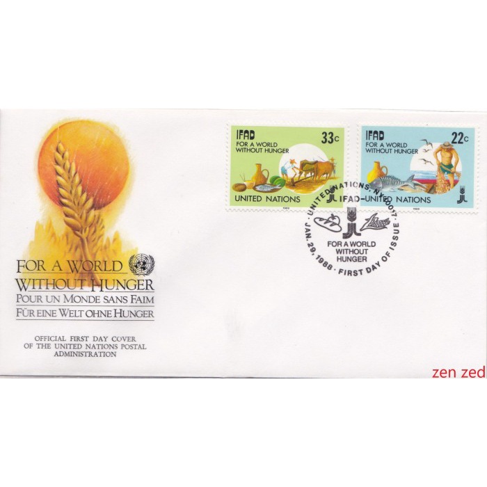 

A379 Prangko United Nations FDC 1988 a World Without Hunger" Campaign