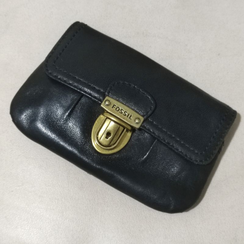 Dompet Fossil Hitam Pouch Rare Langka Vintage