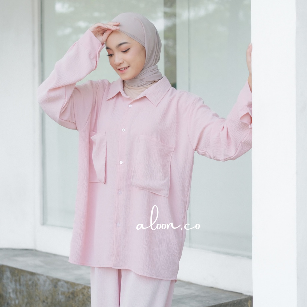 Asya One Set Oversize Crinkle Airflow Busui Friendly – Baju Setelan Wanita Kekinian – Set Wanita Jumbo