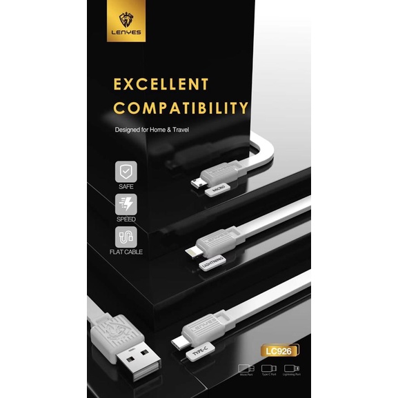 Lenyes LC926 2.4a Fast Charging Universal Anti Putus Kabel Charger 1 M
