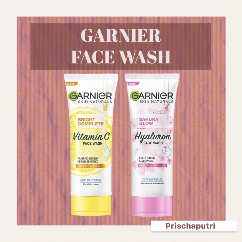 Jual GARNIER FACE WASH 50ml 100ml SAKURA GLOW HYALURON VITAMIN
